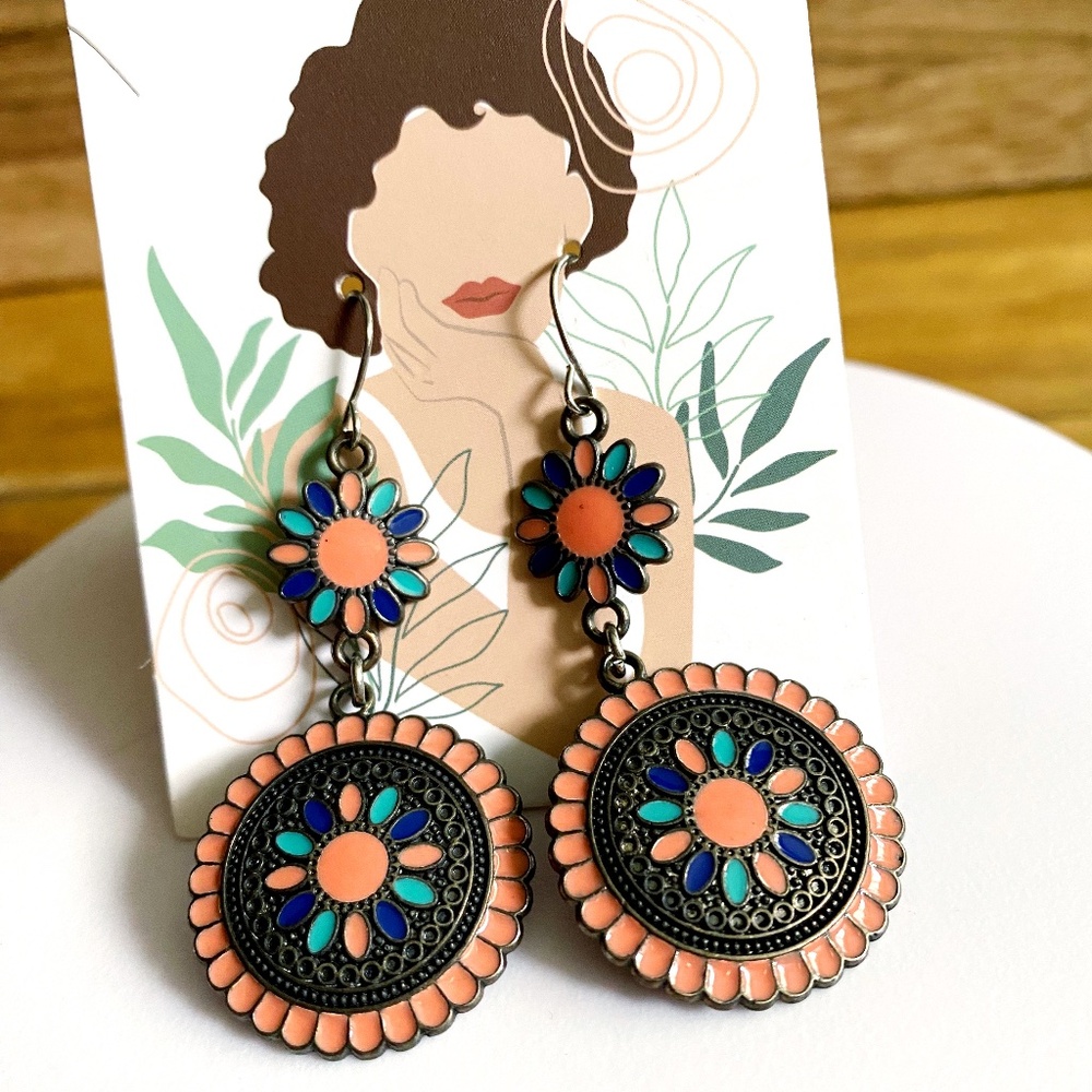 Bohemian Style Colorful Inlay Earrings